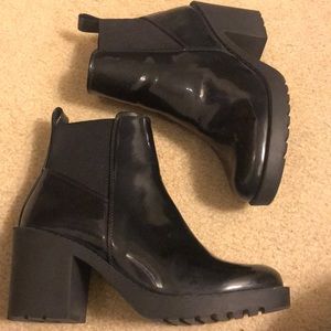 Black patent leather boots
